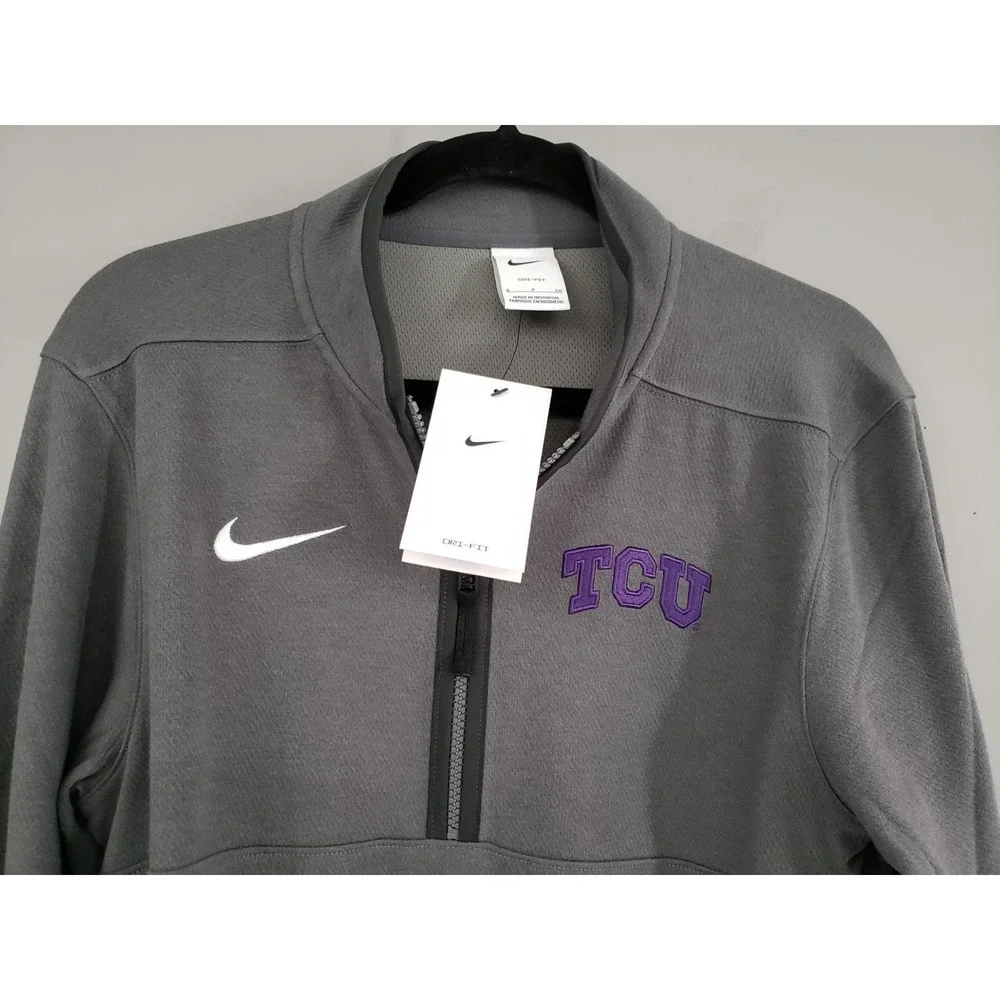 NEW ADULT SMALL- TCU Horned Frogs Shirt NCAA Football Nike Quarter Zip Pullover